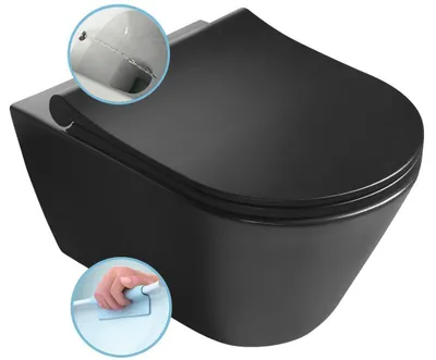 Produktbild von AVVA CLEANWASH Hänge-WC mit Bidetbrause, Rimless, 35,5x53cm, Schwarz matt