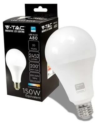 Immagine prodotto di V-TAC PRO VT-233 Lampadina led chip Samsung SMD lampada 20W E27 120LM/W A80 bianco caldo 3000K - SKU 21237