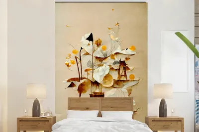 Obrázok produktu pre MuchoWow® fototapeta do obývačky alebo spálne tapeta na stenu vinylová tapeta s motívom kvetín - biela - rastliny - vintage - 170x260 cm - tapeta do obývačky