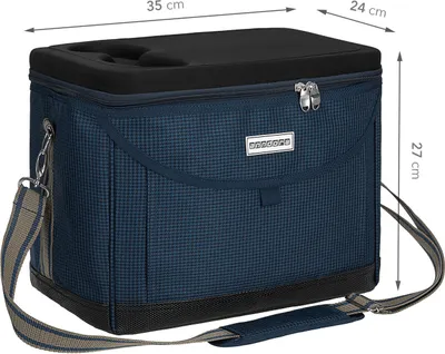 Produktbild von anndora Kühltasche mit schwarzem stabilen Deckel - Blau Hahnentritt Muster - langer Gurt  - Hahnentritt