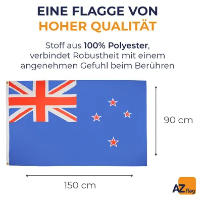 Produktbild von Flagge Neuseeland 150x90 cm Polyester 100D mit 2 Ösen, Neuseeländische Fahne