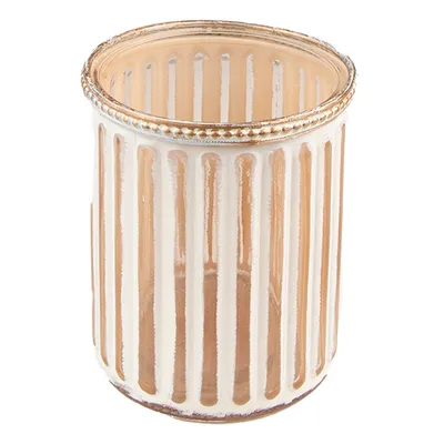 Zdjęcie produktu dla Clayre & Eef Pojemnik na podgrzewacze Ø 10x11 cm Beżowe szkło