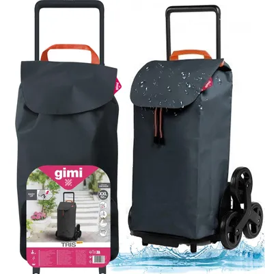Produktbild von Einkaufstrolley Einkaufswagen Treppensteiger GIMI New Tris klappbar 6 Räder 52 L Grau 30 kg
