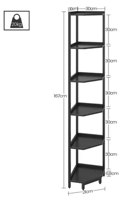 Immagine prodotto di Libreria a scaffali a forma di "E", 6 ripiani, dimensioni 30 x 30 x 167,5 cm, colore nero
