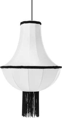 Produktbild von BELIANI Hängelampe Weiß u. Schwarz mit Nylon Schirm mit Fransen Quasten Modernes Design Beleuchtung Hängeleuchte Esszimmer Wohnzimmer Schlafzimmer