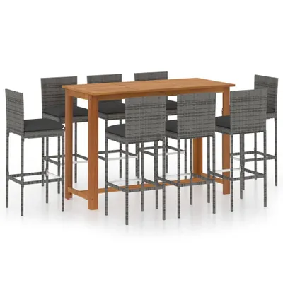 Produktbild von vidaXL 9-tlg. Gartenbar-Set mit Kissen Grau