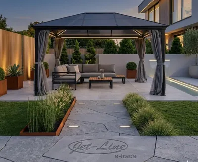 Produktbild von Pavillon Gartenpavillon 3x4 Taneo anthrazit aus Aluminium mit festem Dach UV-Schutz Sonnenschutz
