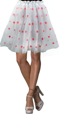 Produktbild von Tüllrock weiß rot Punkte Petticoat Karneval Tüll Rock Kostüm Rockabilly