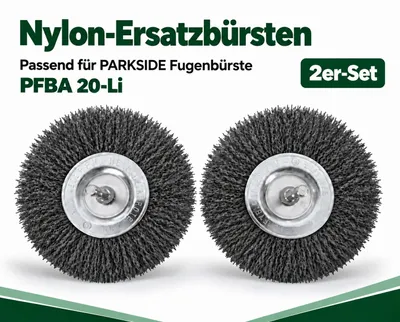 Produktbild von 2er Set Ersatzbürste Nylon für PARKSIDE Akku-Fugenbürste PFBA 20