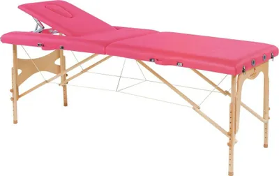 Zdjęcie produktu dla Stół zabiegowy, stół do masażu, stół składany, mobilny, wysokość 57-85 cm, wykonany z drewna, kolor:50 malinowy