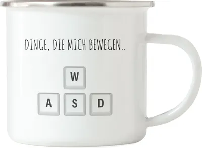 Produktbild von Dinge die mich bewegen Emaille Tasse Gaming Zocker Tastatur Computerspiele Streaming
