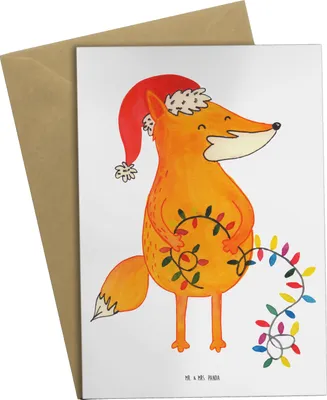 Produktbild von Mr. & Mrs. Panda Beileidskarte Fuchs Weihnachten - Weiß - Geschenk, Grußkarte, weihnachtskarten, Nikolaus, Weihnachtsmann, einladungskarten, Winter, Füchse, osterkarte