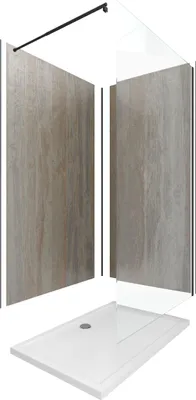 Image de Pack Panneau muraux 120x210 + paroi 120x210 + receveur 90x120 + barre de fixation noir mat 70/100cm