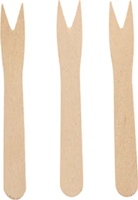 Produktbild von PAPSTAR Pommes-Frites-Gabeln aus Holz "pure" 8,5 cm | Faltschachtel (1000 Stück)