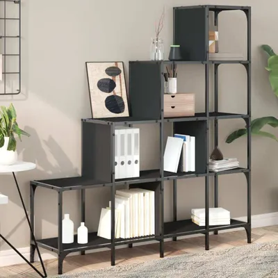 Produktbild von Bücherregal Schwarz 122x30x132 cm Holzwerkstoff und Metall