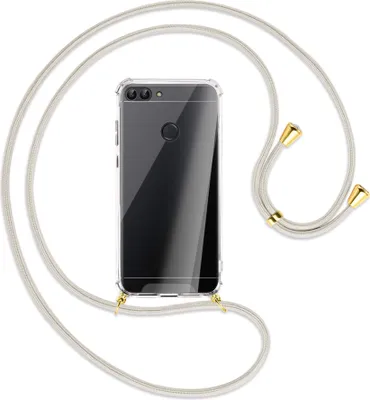 Produktbild von Handykette Backcover-Schutzhülle mit Band (Metall goldfarben) für Huawei P smart / Enjoy 7S - broken white