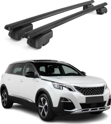 Immagine prodotto di Barre trasversali da tetto per Peugeot 5008 2017-2023 in alluminio nero con omologazione ABE