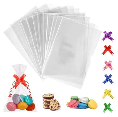 Produktbild von Cellophantüten klar 25x15cm (100 Stück) Transparente Tüten aus hochwertiger Cellophanfolie für Süßigkeiten Kekse Geschenkfolie transparent zum Verpacken Geschenktüten