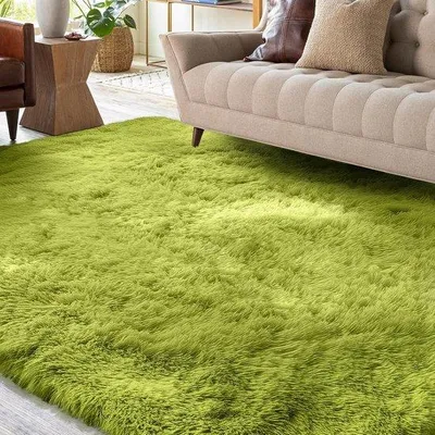 Zdjęcie produktu dla Puszysty dywan 200 x 300 cm - zielony - można prać - antypoślizgowy - wyjątkowo miękki, idealny do sypialni