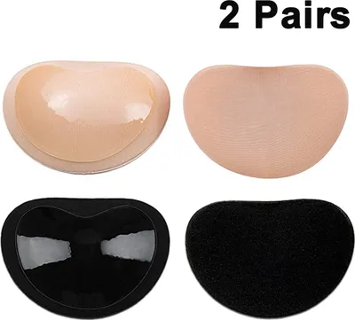 Produktbild von 2 Paar Silikon-BH-Einsätze Selbstklebende BH-Einsätze Einsätze Abnehmbare klebrige Brustvergrößerer-Einlagen Brustheber für Frauen(Herzform-Stil, Hautton + Schwarz)