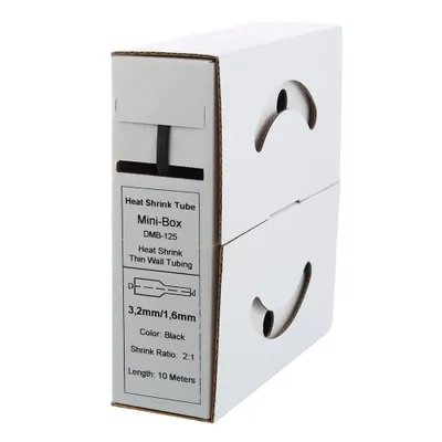 Immagine prodotto di 10 m di guaina termorestringente 3,2 mm > 1,6 mm, nera