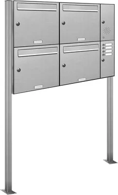 Immagine prodotto di cassetta per le lettere autoportante in 4 pezzi in acciaio inox con campanello