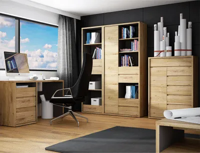 Produktbild von Modernes Arbeitszimmer 4-teilig in Eiche, SELMA-129