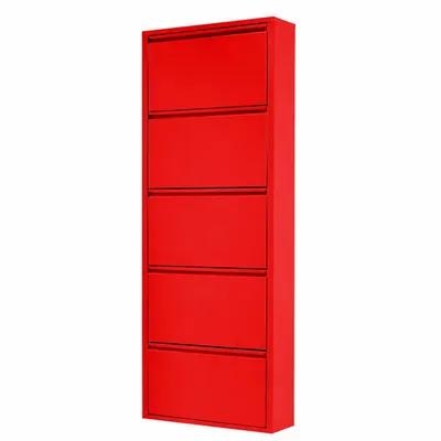 Produktbild von Alveon Schuhkipper Metall 5 Klappen schmal 51 x 15 x 170 cm - Rot