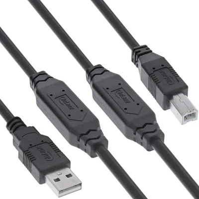 Zdjęcie produktu dla InLine 34514A, 25 m, USB A, USB B, USB 2.0, 0,48 Gbit/s, Czarny