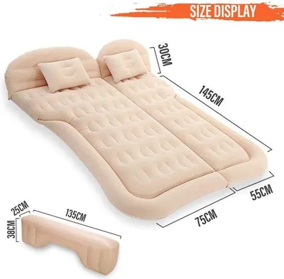 Produktbild von Unyqoos® Luftmatratze – Comfort‑Plush Airbed, aufblasbares Auto‑ & Camping‑Luftbett mit hautfreundlicher Flockoberfläche, PVC‑Rücken, Doppelventil, 2–3 Min., >300 kg