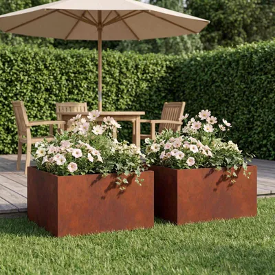 Image de Maison Exclusive - Deux pots de jardin, aspect rouille, 40 x 40 x 30 cm