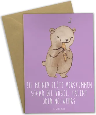 Produktbild von Mr. & Mrs. Panda Grußkarte Besondere Flöte - Lavendeltraum - Geschenk, Windinstrument, Lernen, Holzblasinstrument, Musiker, Musik, Instrument, einladungskarten, Melodie