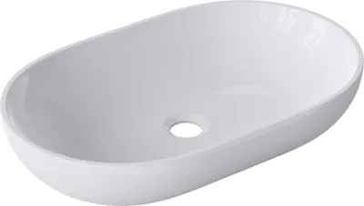Immagine prodotto di doporro Lavabo da Appoggio, Lavandino Bagno 54x34x10.5cm, Lavabo Ovale da Minerale Fuso Colossum808, Biano Lucido
