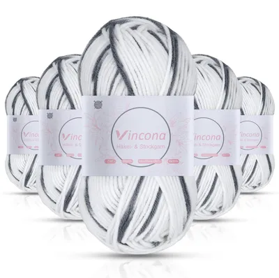 Image de Fil à tricoter pour crochet, dégradé de couleurs, 5 pelotes de 50g, acrylique, multicolore, aiguille recommandée : 2,5 mm, taille d'aiguille : 4-6 mm