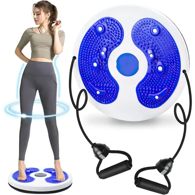 Produktbild von Balanceboard Twist Waist Disc Board mit Kordelzug, Taillenabnehmendes Taille Drehscheibe Hüfttrainer Widerstandsbänder Massage-Fußsohle