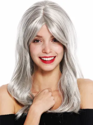 Produktbild von WIG ME UP Perücke lang gewellt gescheitelt Grau GFW2247-56