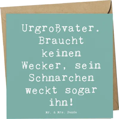 Produktbild von Mr. & Mrs. Panda Grußkarte Spruch Urgroßvater Schnarchen - Meeresbrise - Geschenk, Dankeschön, Klappkarte, Jubiläen, anlasskarte, persönliche Erinnerungen, Familie, Erbe