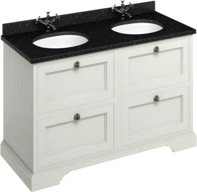Produktbild von Casa Padrino Doppel Waschschrank mit Granitplatte und 4 Schubladen 130 x 55 x H. 93 cm