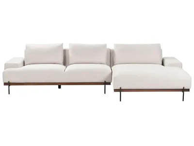 Obrázek produktu pro BELIANI Levá rohová látková pohovka béžová látka kovové nohy 3 místa minimalistický styl