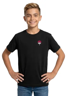 Produktbild von Spreadshirt Naruto Brustlogo Des Uchiha-Clan Teenager T-Shirt, 152/164 (12-14 Jahre), Schwarz