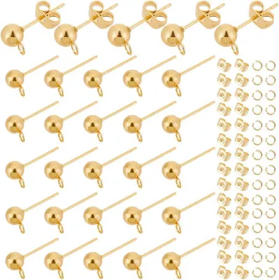 Imagen del producto de Pendientes de aro, hipoalergénicos, 5 mm, paquete de 30 unidades, para uso diario