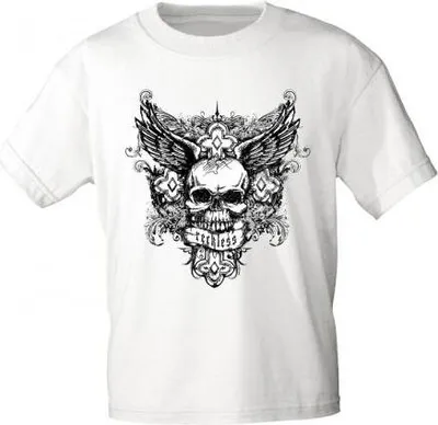 Produktbild von T-Shirt mit Print Totenkopf Skull Reckless 10834 weiß Gr. S-3XL Größe - L