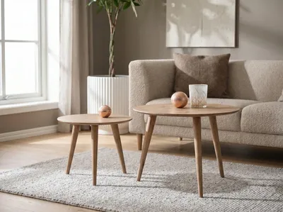 Produktbild von Beistelltisch >Oslo< in bianco, Wildeiche - 45x60cm (HxD)
