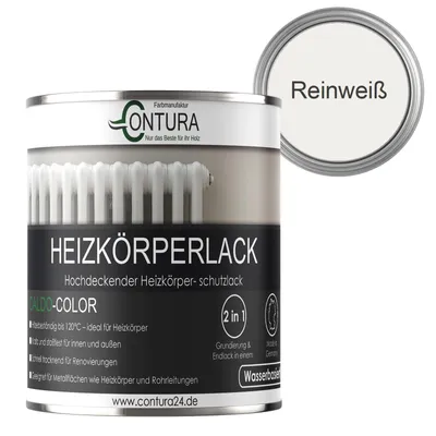Produktbild von Contura 750ml Heizkörperlack Glänzend Heizungslack Heizkörperfarbe Heizung Farbe Radiator Metalllack - Reinweiß RAL 9010