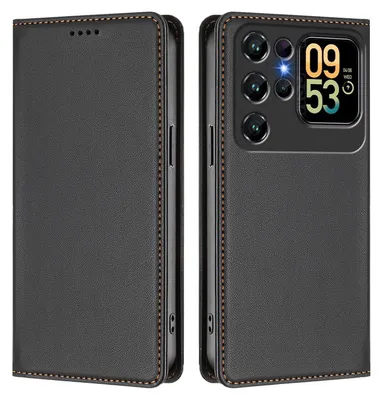 Image de Étui en cuir pour Oukitel C62 / C62 Pro, étui à rabat magnétique en cuirPolyuréthaneavec support, noir