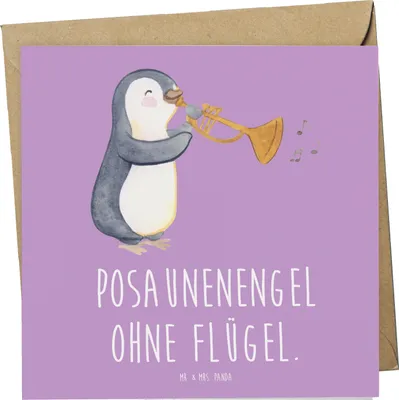 Produktbild von Mr. & Mrs. Panda Grußkarte Engel Posaune - Lavendeltraum - Geschenk, Musiker, doppelkarte, Klangnuancen, Orchester, Instrument, Klappkarte, Musikerwitz, Musikinstrument