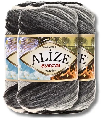 Produktbild von Alize 3x 100g Burcum Batik Wolle mit Farbverlauf, Häkeln, Stricken (1900)