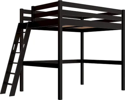 Produktbild von Hochbett 140x200 Sylvia schräge Leiter - Schwarz