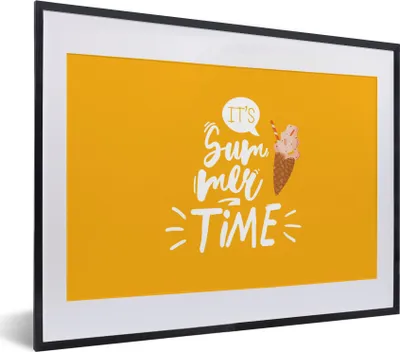 Produktbild von MuchoWow® Gerahmtes Poster Sommer - Gelb - Eiscreme 40x30 cm - Poster mit Schwarzem Bilderrahmen Wandposter Rahmen Foto Bilder - Bilderrahmen - Poster im Rahmen