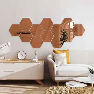Produktbild von Set von 12 Hexagon Spiegelstickern in Roségold
